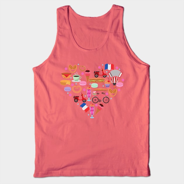 Paris France Clip art Heart Tank Top by Cun-Tees!